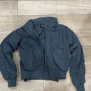 Athleta Faded Blue Jetset Bomber Jacket